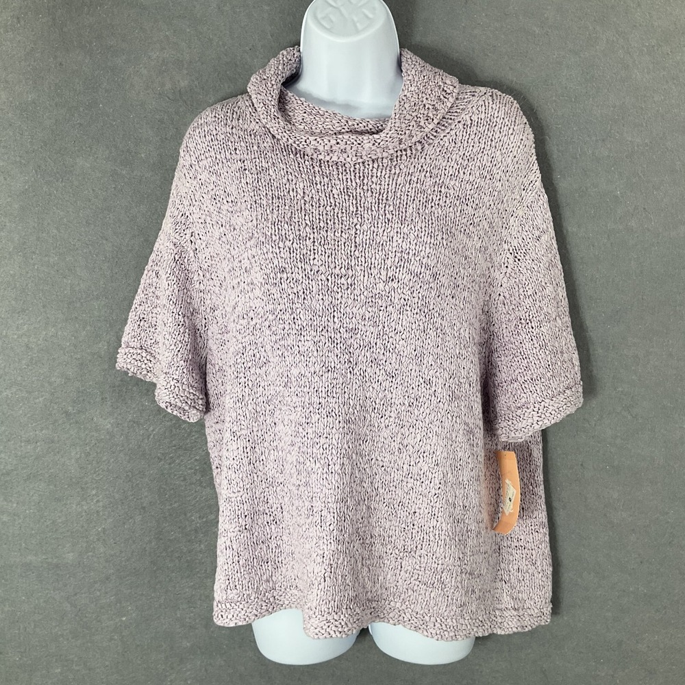 Sigrid Olsen Sport Sweater‎ Womens Sz 1X Lilac Turtleneck Short Sleeve Knit